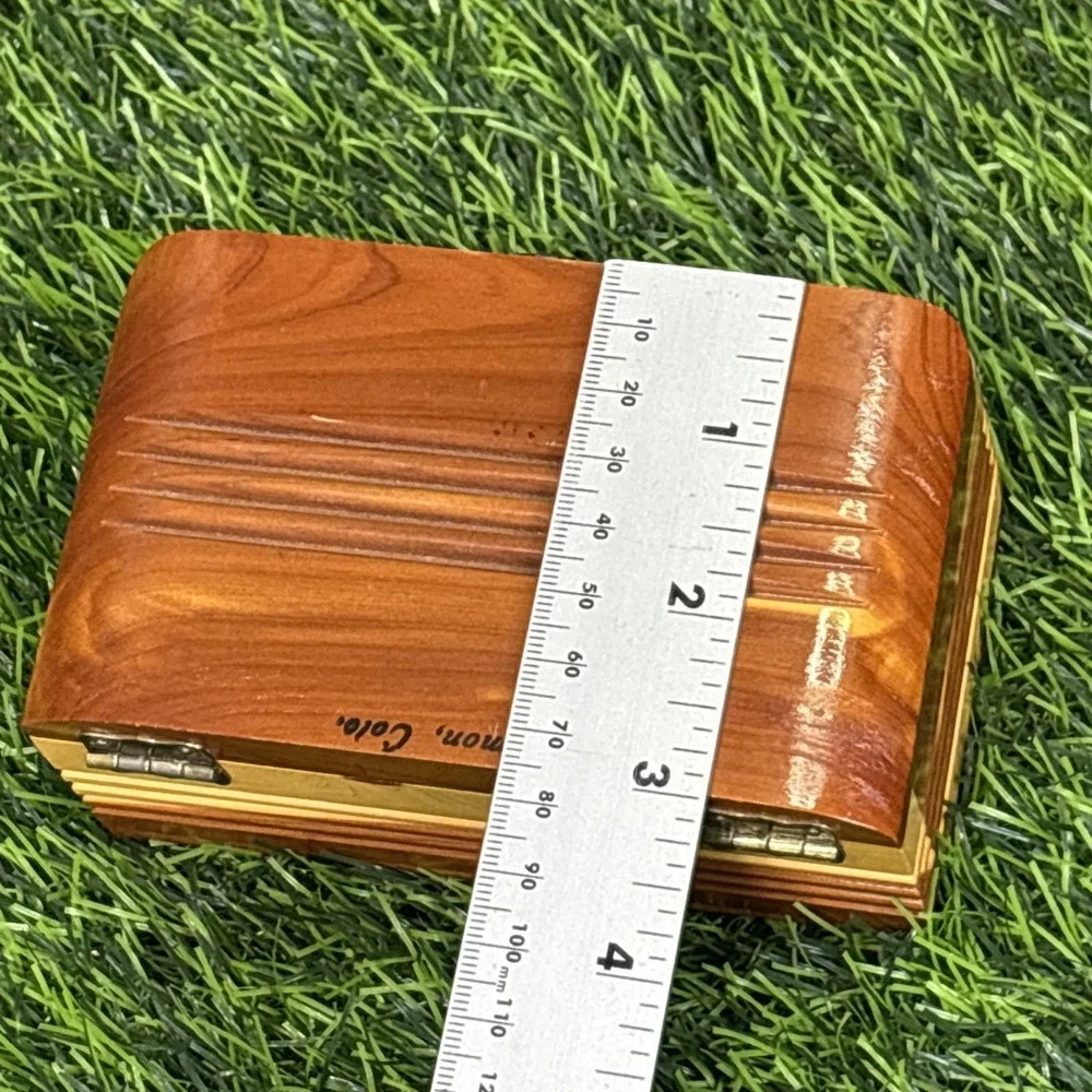 Vintage Limon Colorado Wood Trinket Box Two Tone Jewelry Souvenir